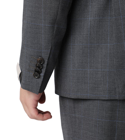 Corneliani Plaid Charcoal Grey Wool Suit