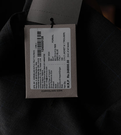 Corneliani Plaid Charcoal Grey Wool Suit