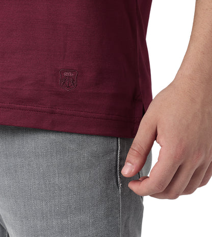 Wine Mercerised Cotton Polo T-Shirt