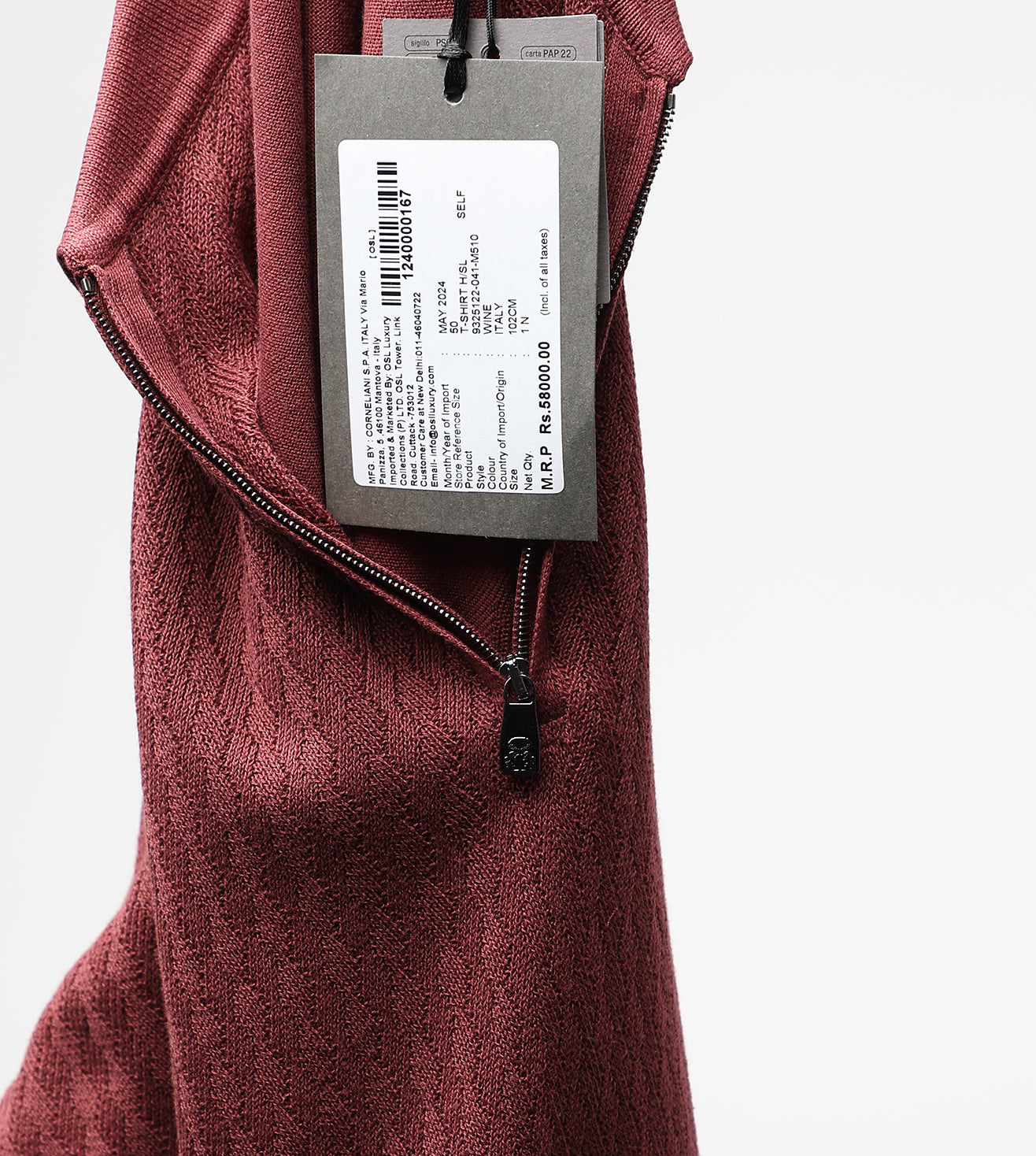 Corneliani Red Textured Polo T-Shirt