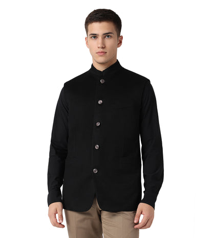 Cashmere Black Court Jacket sleevless