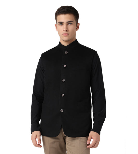 Cashmere Black Court Jacket sleevless