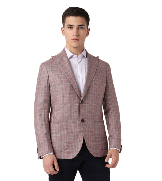 Pink two-button silk and wool jacket