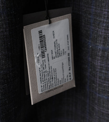 Black two-button silk and wool jacket