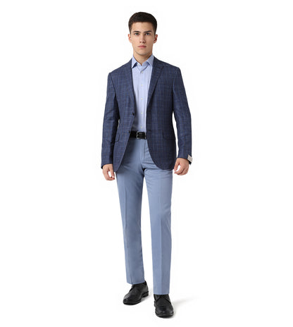 Corneliani Blue Two-Button Silk and Wool Jacket