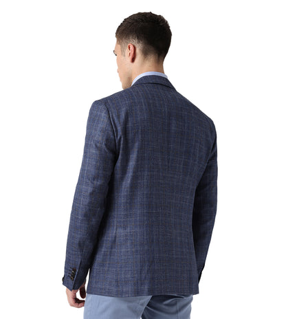 Corneliani Blue Two-Button Silk and Wool Jacket