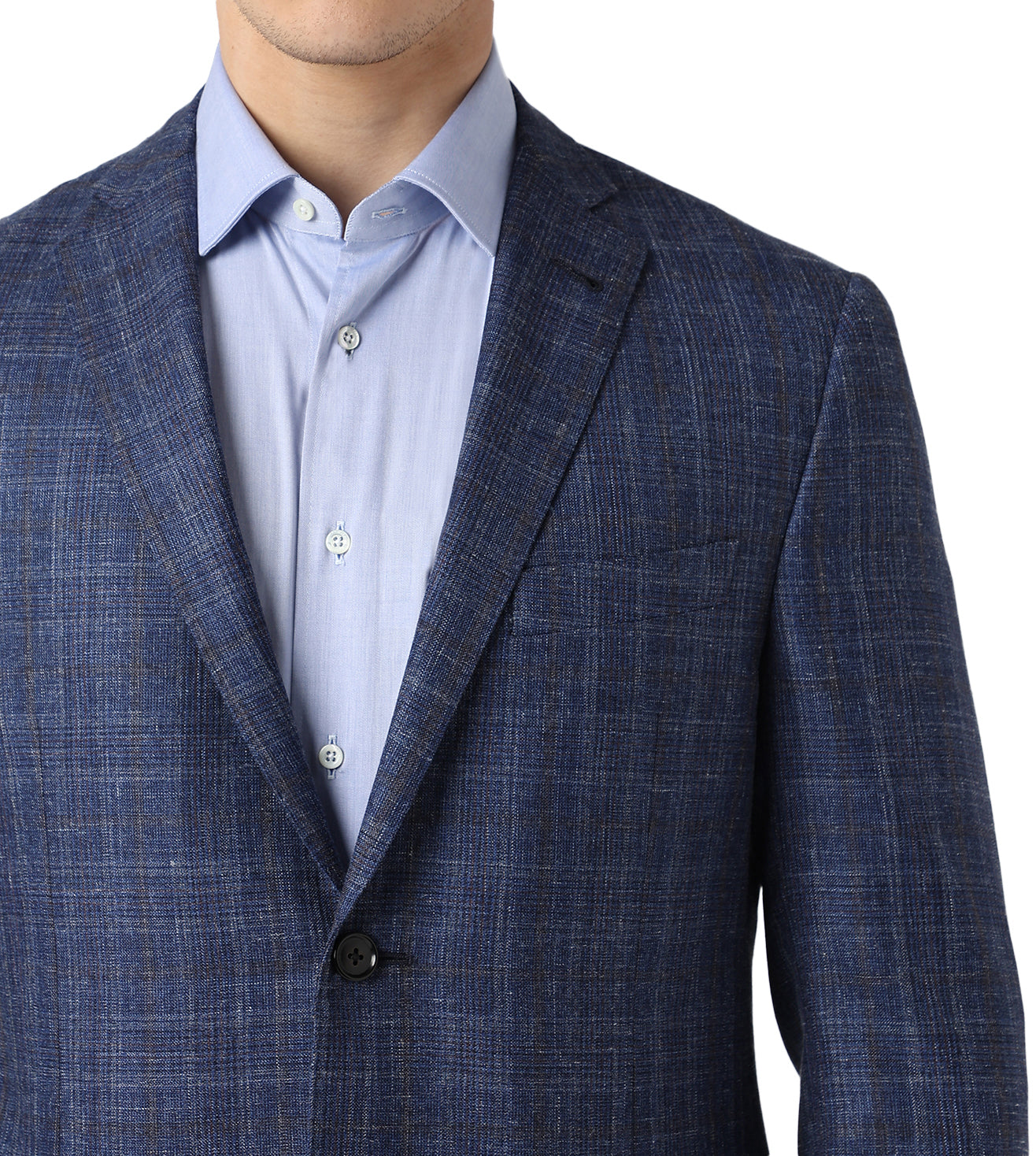 Corneliani Blue Two-Button Silk and Wool Jacket