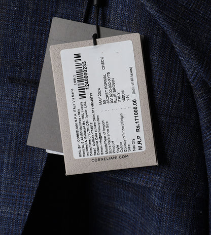 Corneliani Blue Two-Button Silk and Wool Jacket