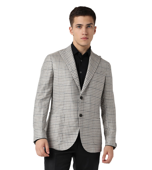 Grey 2 buttoned Jacket Virgin Wool and Silk