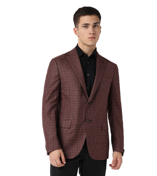 Rusted Red 2 buttoned Jacket Virgin Wool and silk