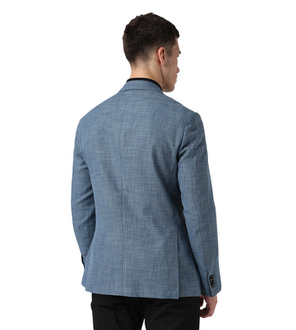 Corneliani Blue Two-Button Linen and Wool Jacket