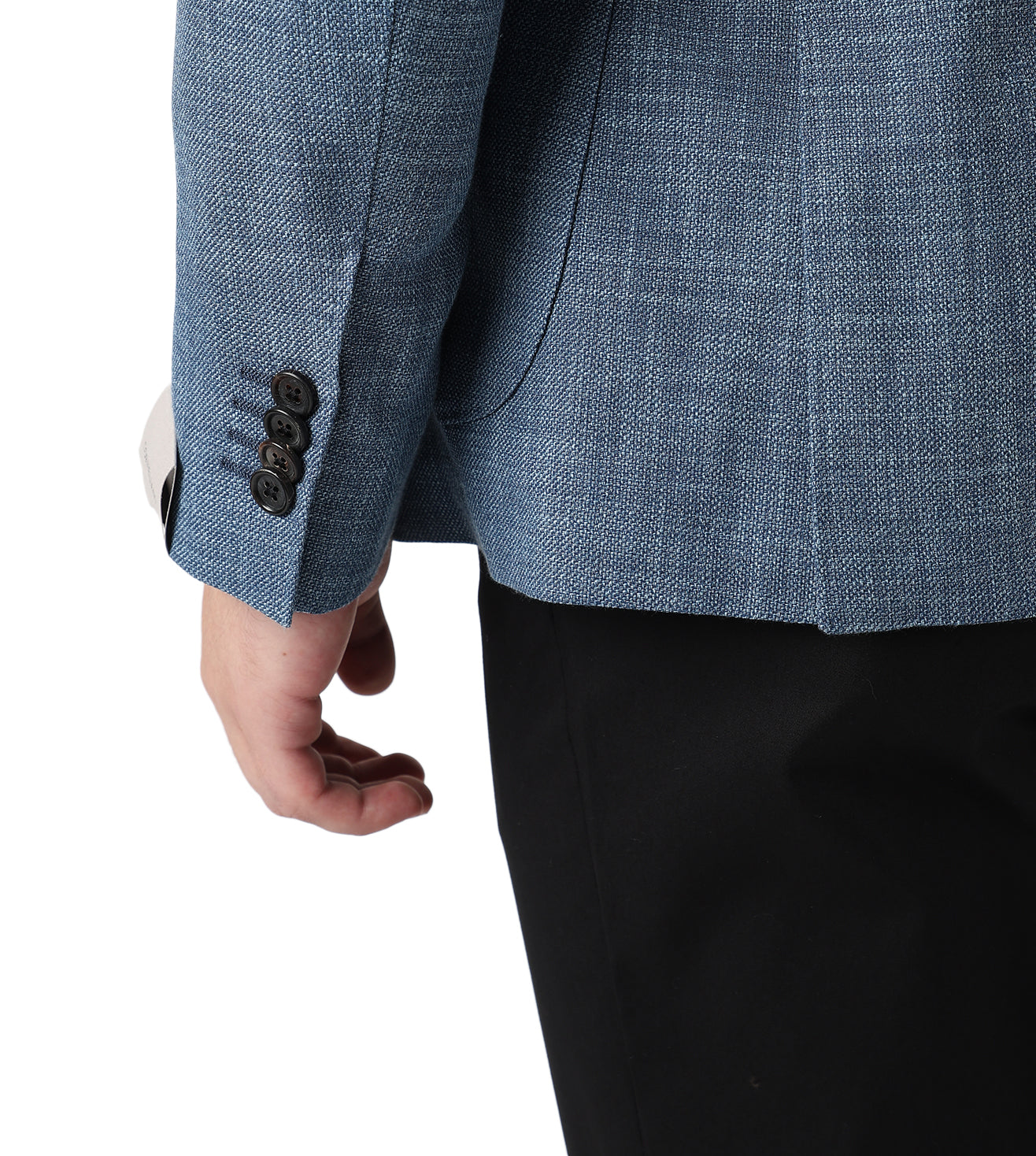 Corneliani Blue Two-Button Linen and Wool Jacket