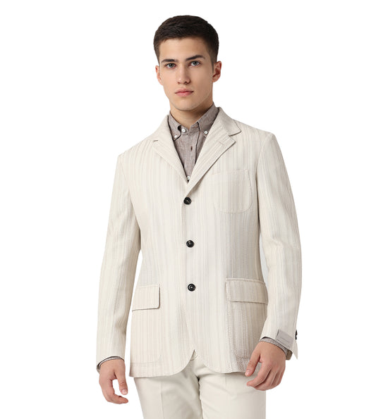 Cream Knitted Casual Jacket