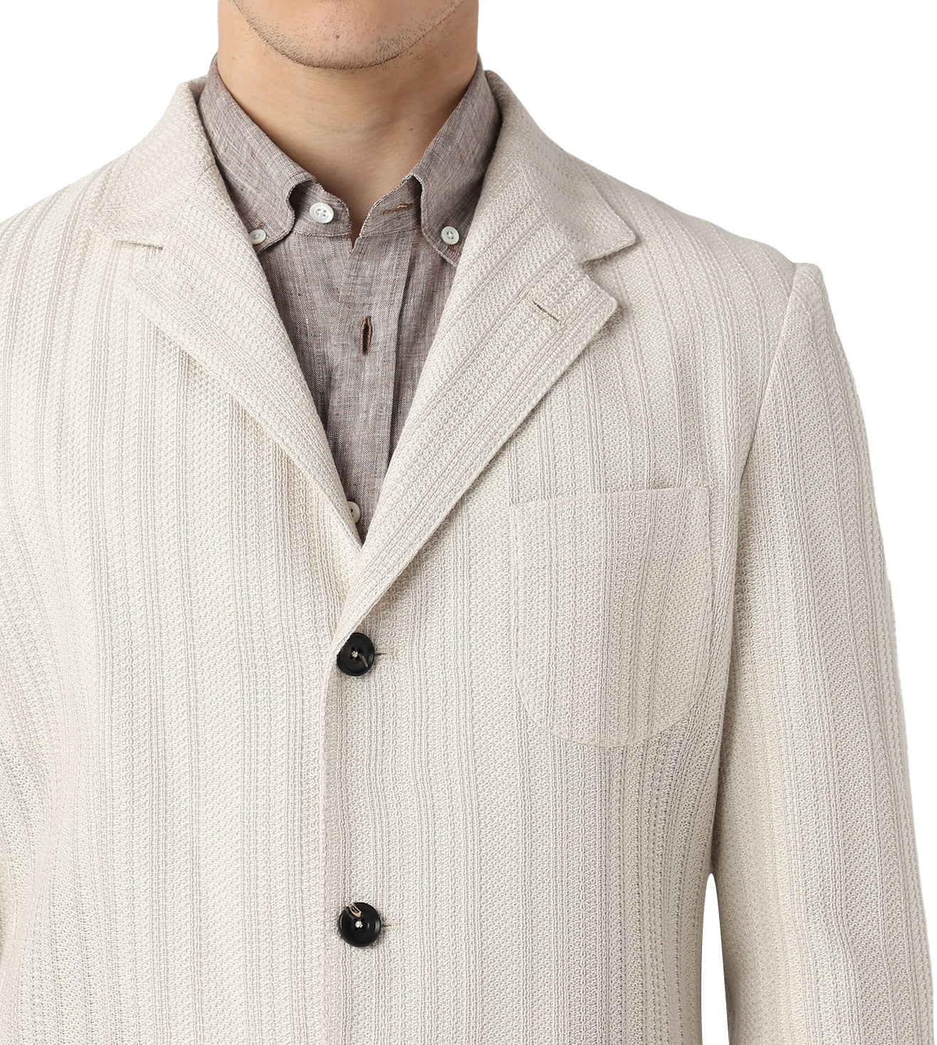 Cream Knitted Casual Jacket