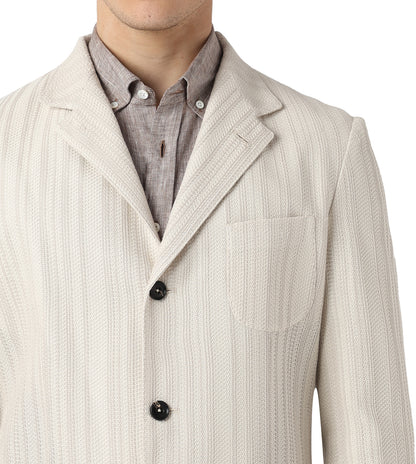 Cream Knitted Casual Jacket