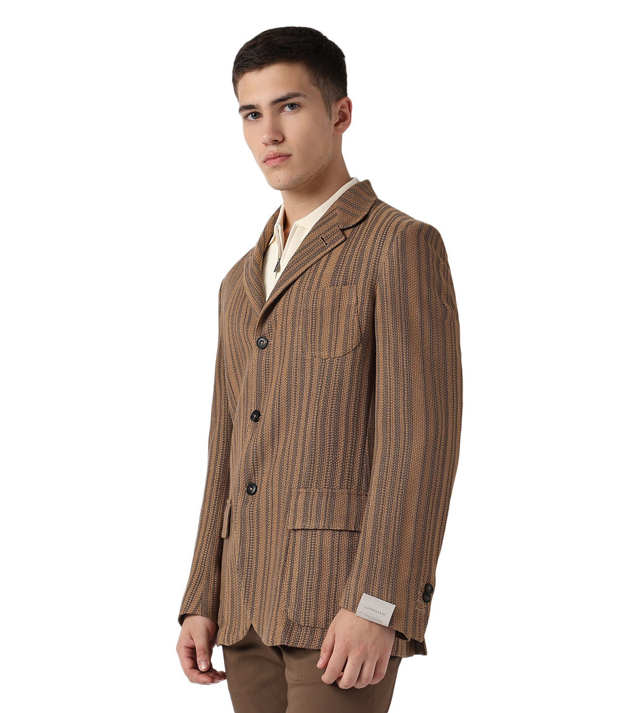 Corneliani Light Brown Knitted Casual Jacket