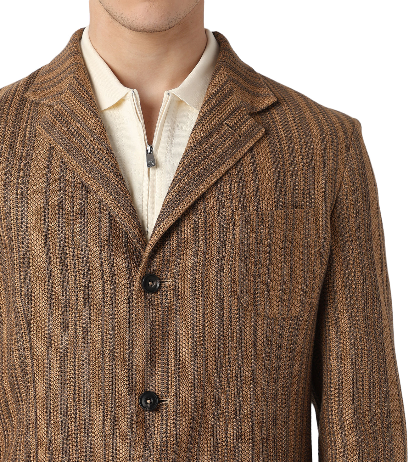 Corneliani Light Brown Knitted Casual Jacket
