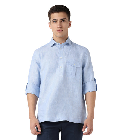 Blue Linen Kurta Shirt