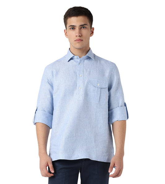 Blue Linen Kurta Shirt
