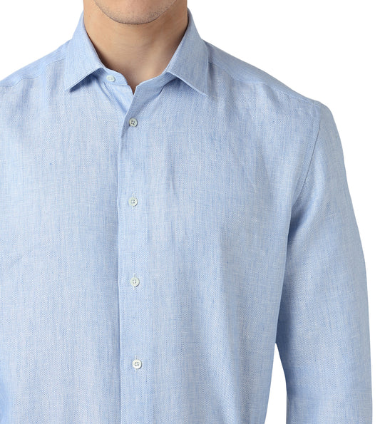 Light Blue Chambray Linen Shirt