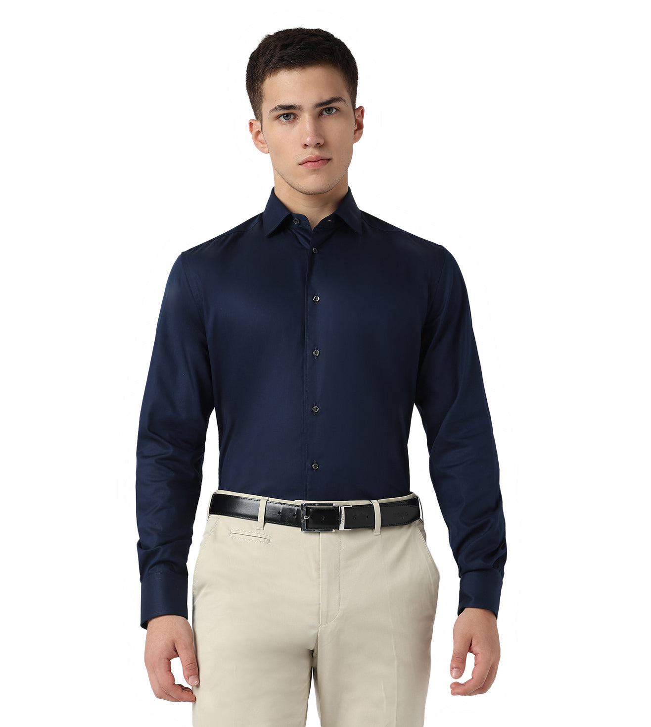 Corneliani Navy Blue Textured Technical Fabric Shirt