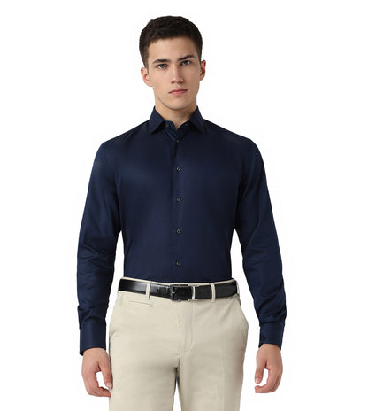 Corneliani Navy Blue Textured Technical Fabric Shirt