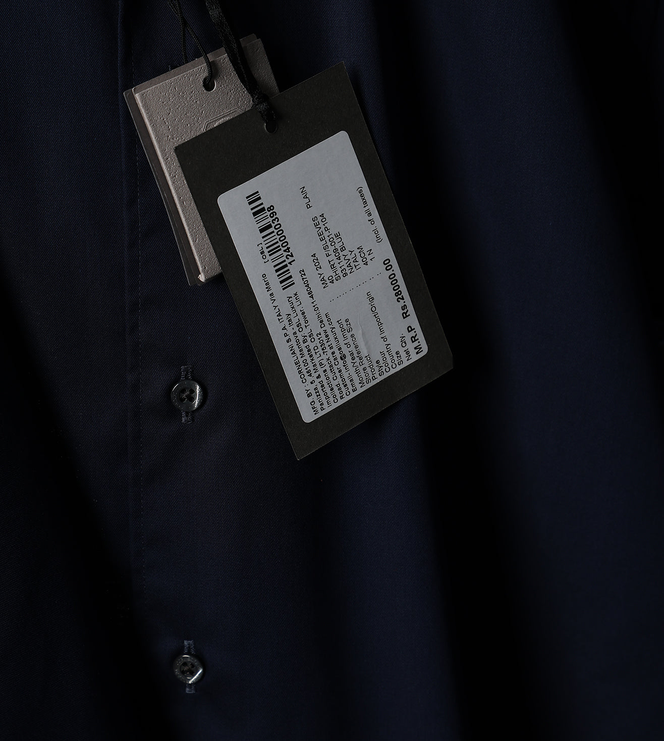 Corneliani Navy Blue Textured Technical Fabric Shirt