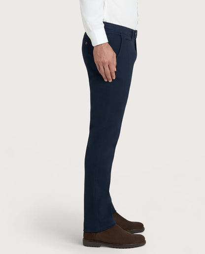 Camicissima Dark Blue Cotton Twill Chino Trousers