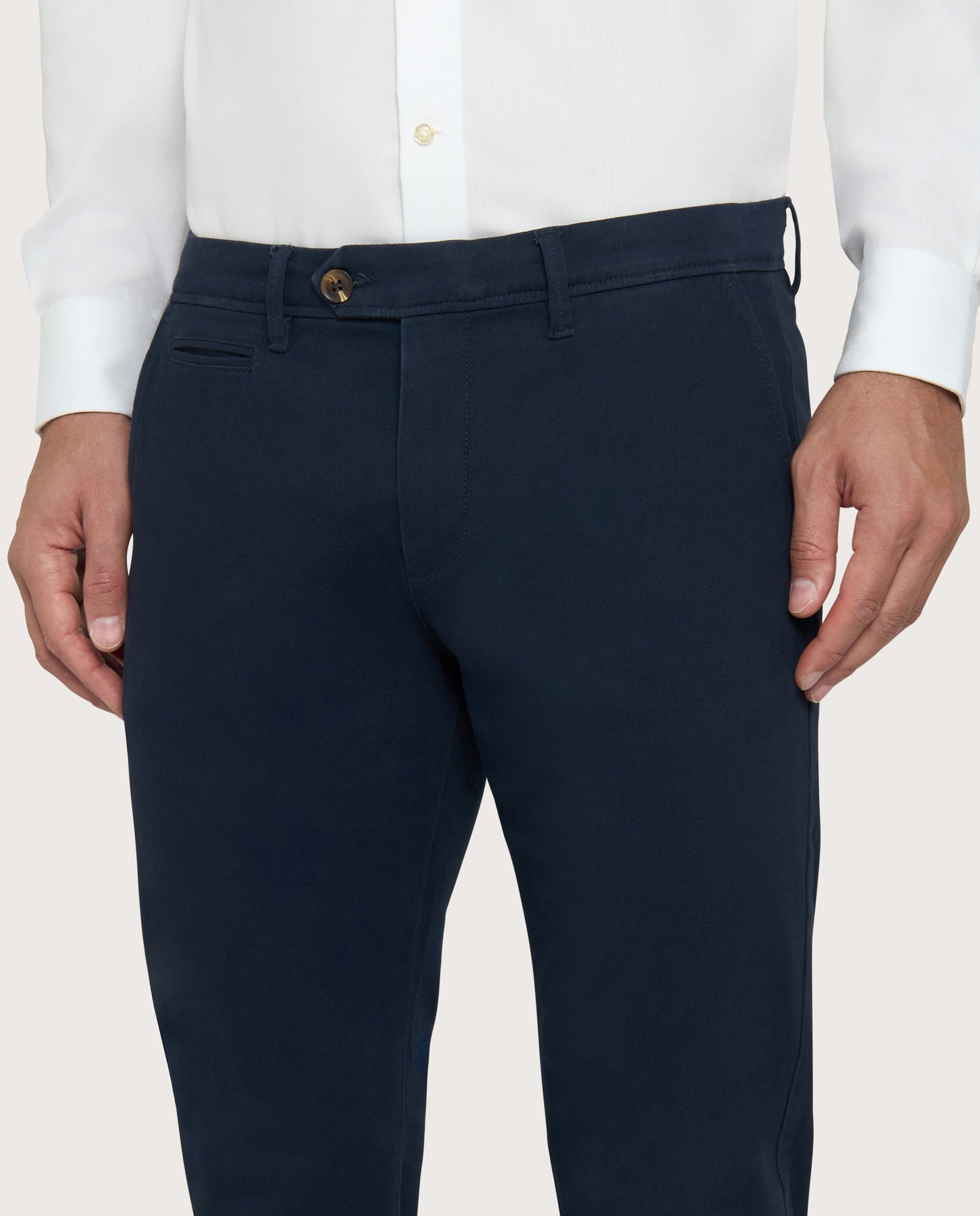 Camicissima Dark Blue Cotton Twill Chino Trousers