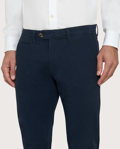 Camicissima Dark Blue Cotton Twill Chino Trousers
