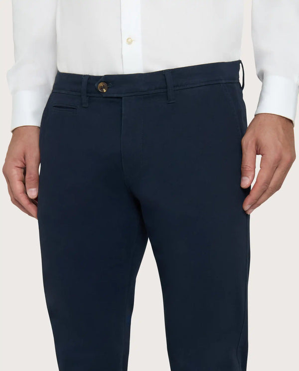 Camicissima Dark Blue Cotton Twill Chino Trousers