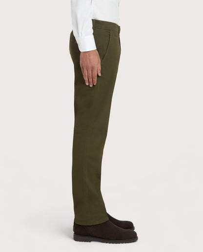 Camicissima Military Green Cotton Twill Chino Trousers