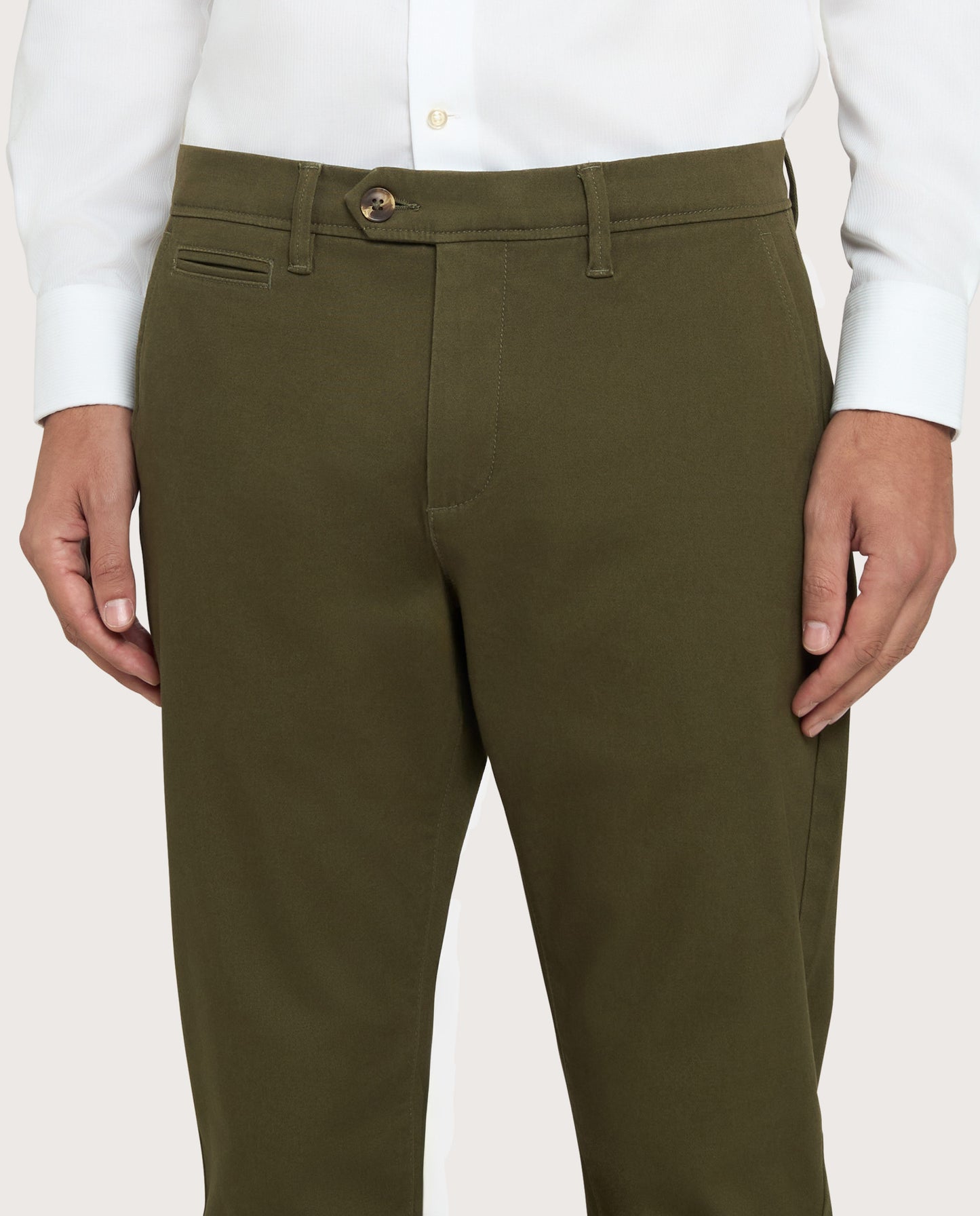 Camicissima Military Green Cotton Twill Chino Trousers
