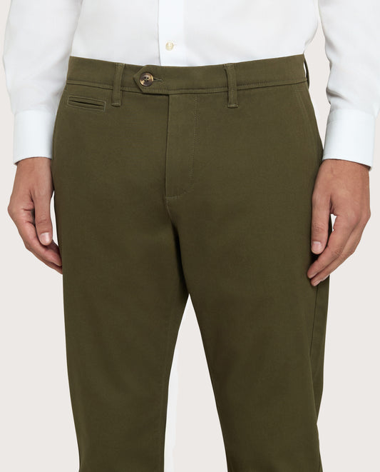 Camicissima Military Green Cotton Twill Chino Trousers