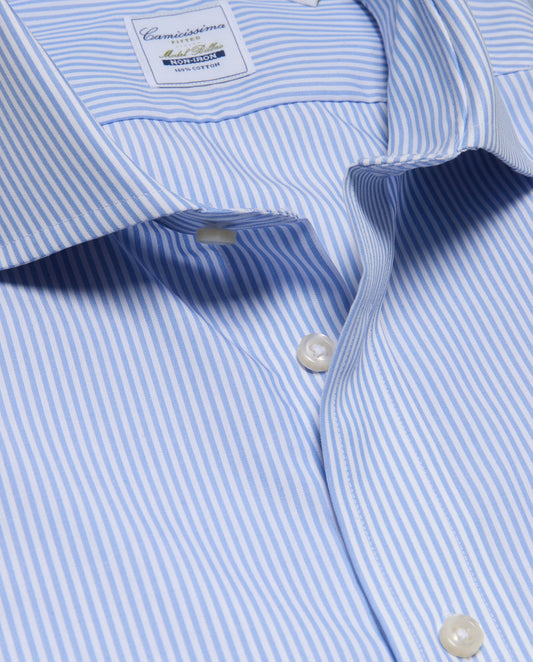 Camicissima Men’s Light Blue Non-Iron Permanent Fitted Cotton Shirt