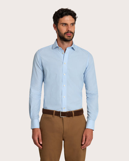 Camicissima Men’s Light Blue Non-Iron Permanent Fitted Cotton Shirt