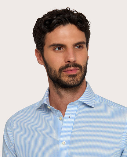 Camicissima Men’s Light Blue Non-Iron Permanent Fitted Cotton Shirt