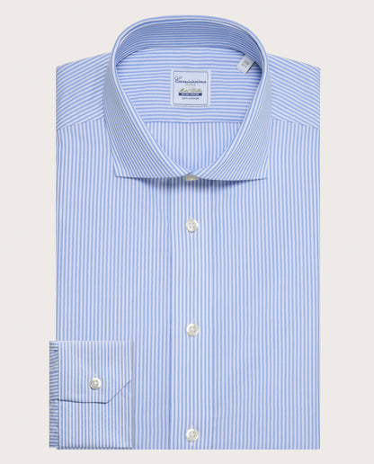Camicissima Men’s Light Blue Non-Iron Permanent Fitted Cotton Shirt