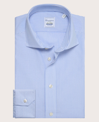 Camicissima Men’s Light Blue Non-Iron Permanent Fitted Cotton Shirt
