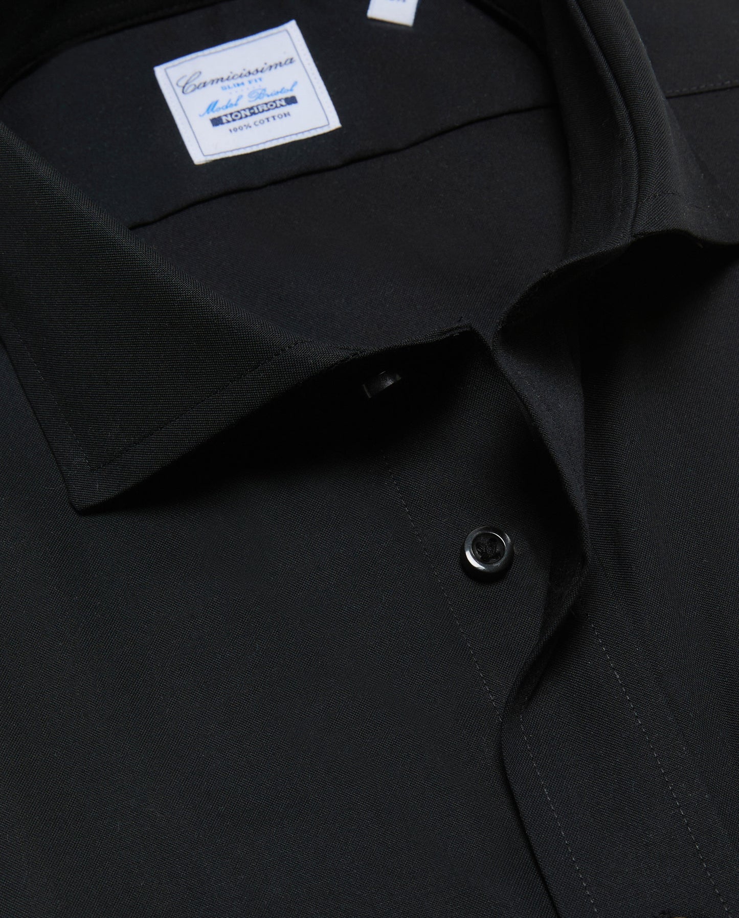 Camicissima Men’s Black Non-Iron Permanent Slim Fit Cotton Shirt