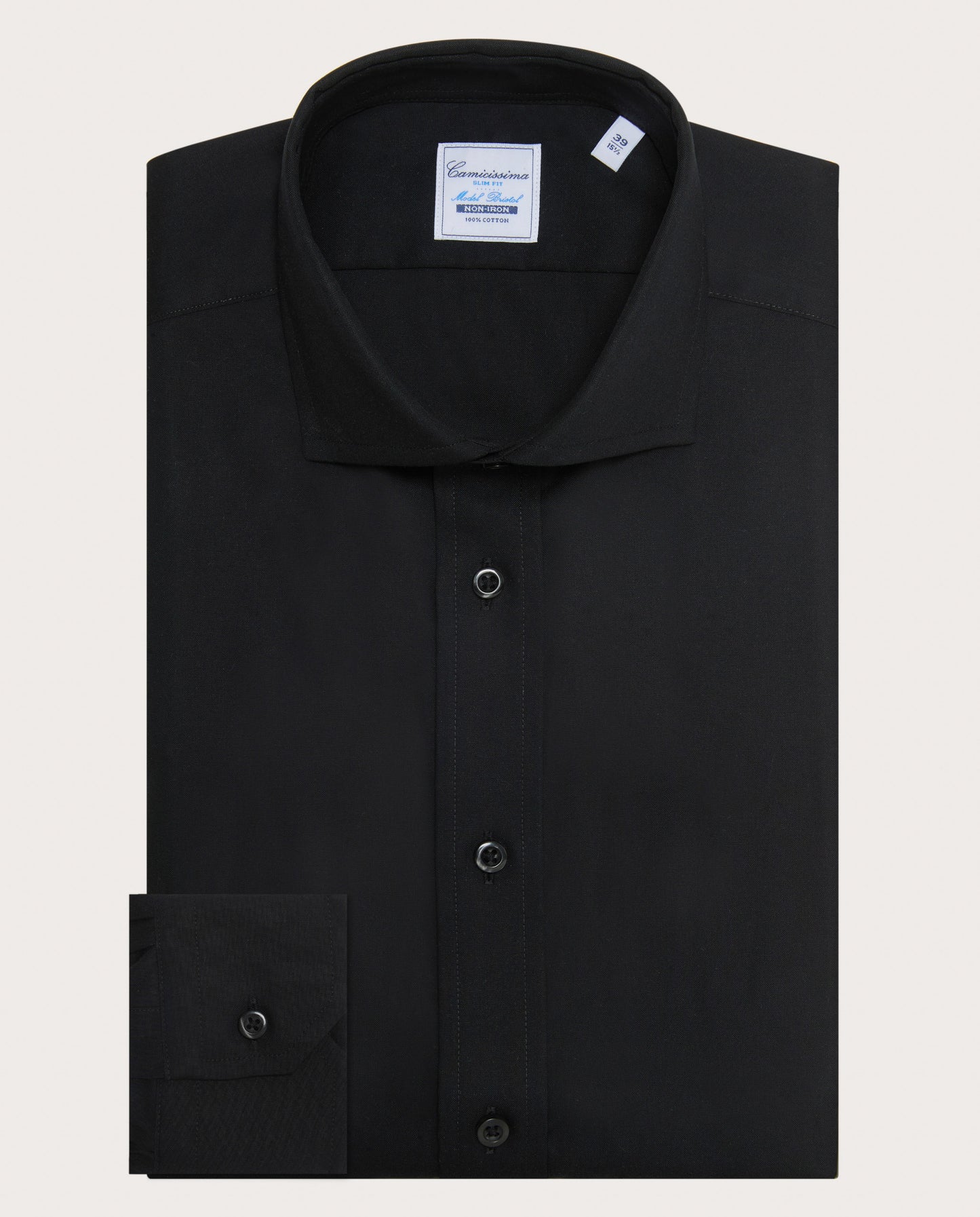 Camicissima Men’s Black Non-Iron Permanent Slim Fit Cotton Shirt
