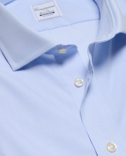 Camicissima Men’s Light Blue Non-Iron Permanent Fitted Cotton Shirt