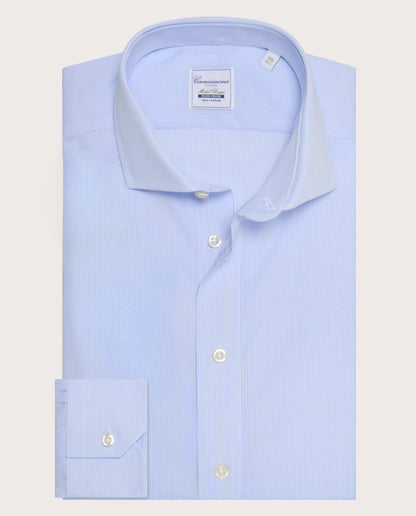 Camicissima Men’s Light Blue Non-Iron Permanent Fitted Cotton Shirt