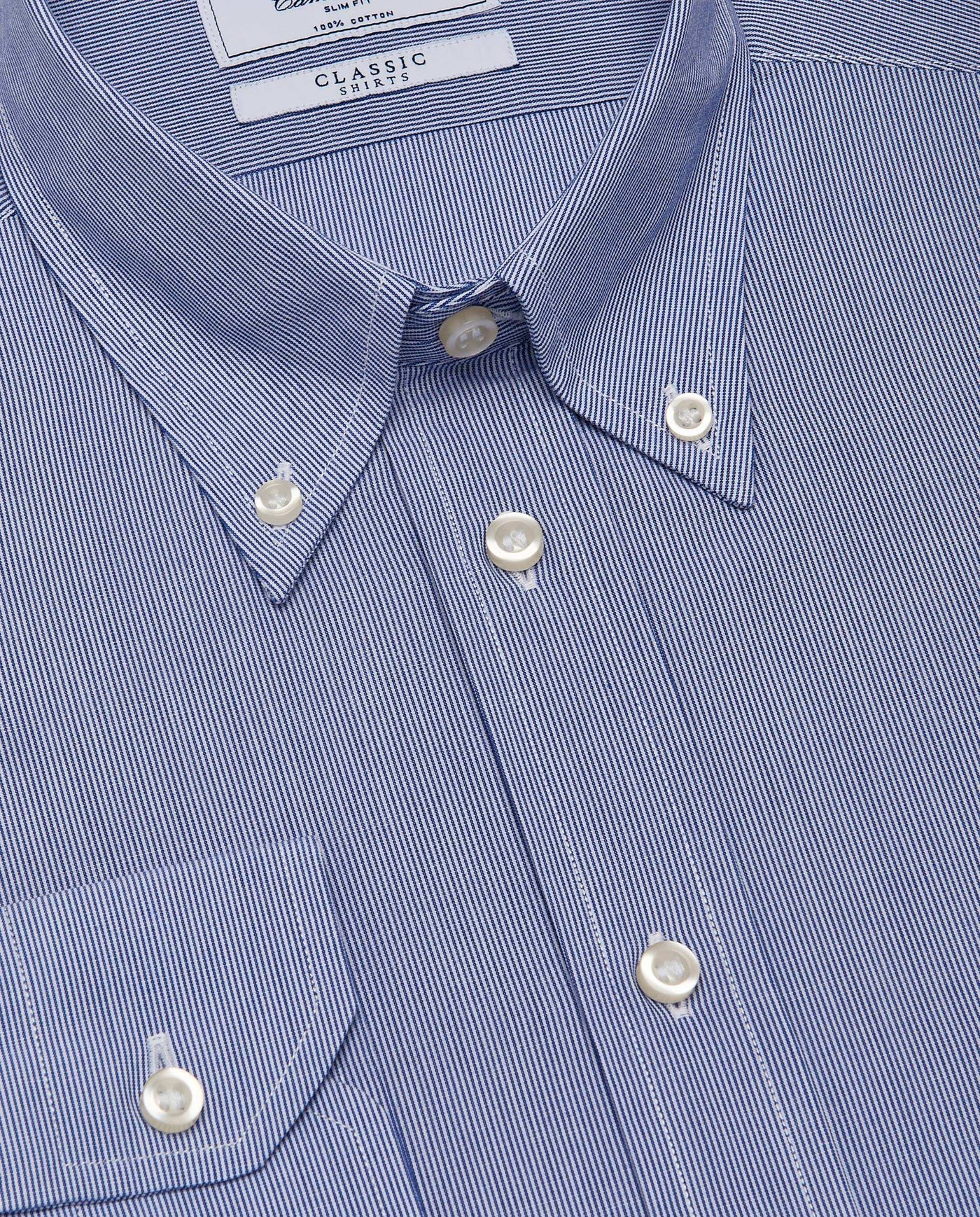 Camicissima Men’s Slim Fit Stripe Button-Down Shirt – Dark Blue | Classic Full Sleeves