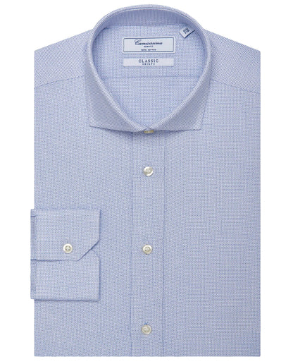 Camicissima Men’s Slim Fit Dobby Shirt – Light Blue | 100% Cotton | Casual Full Sleeves