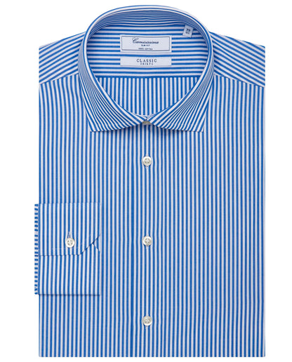 Camicissima Men’s Slim Fit Stripe Shirt – Blue | 100% Cotton | Classic Full Sleeves