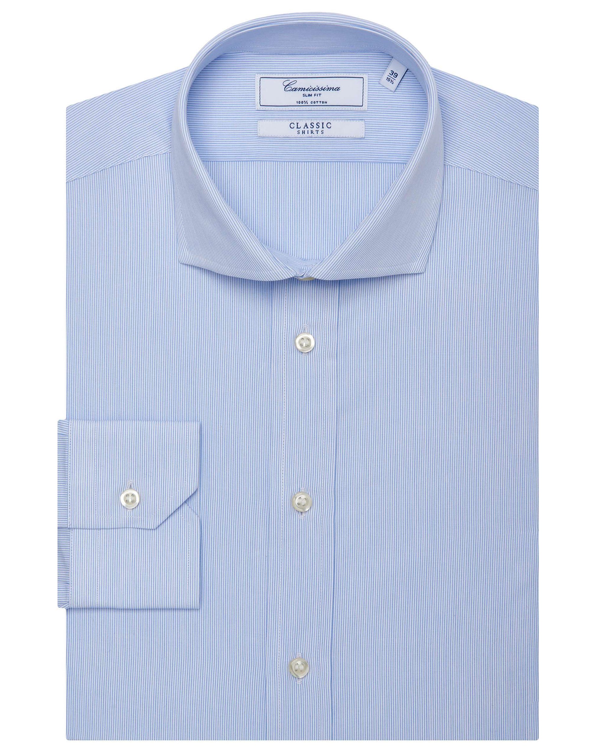 Men’s Slim Fit Plain Shirt – Light Blue | 100% Cotton | Classic Full Sleeves