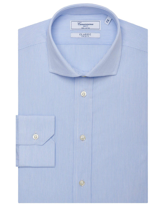 Men’s Slim Fit Plain Shirt – Light Blue | 100% Cotton | Classic Full Sleeves