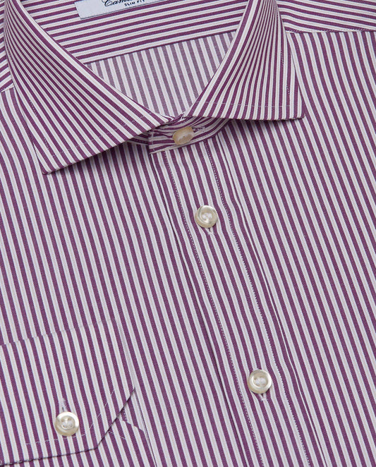 Men’s Slim Fit Striped Shirt – Violet | Fancy Full Sleeves | 100% Cotton