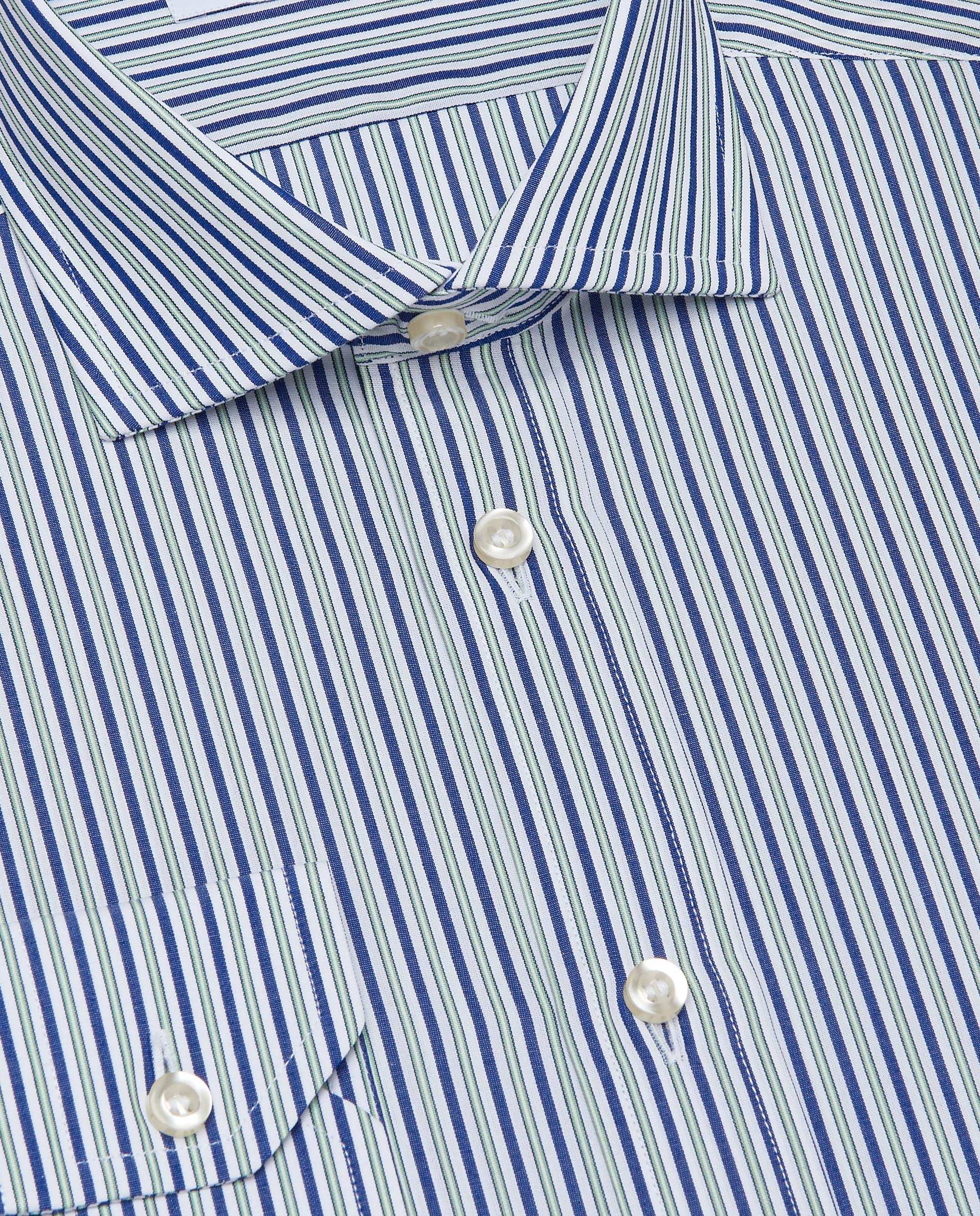 Men’s Slim Fit Striped Shirt – Green | Fancy Full Sleeves | 100% Cotton